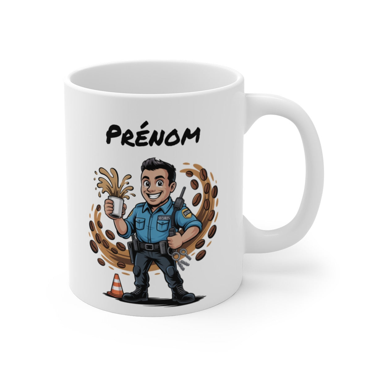 Tasse Agent Sécurité Personnalisable Prénom – Mug Gardien Café 325ml – Cadeau Métier Protection Vigile
