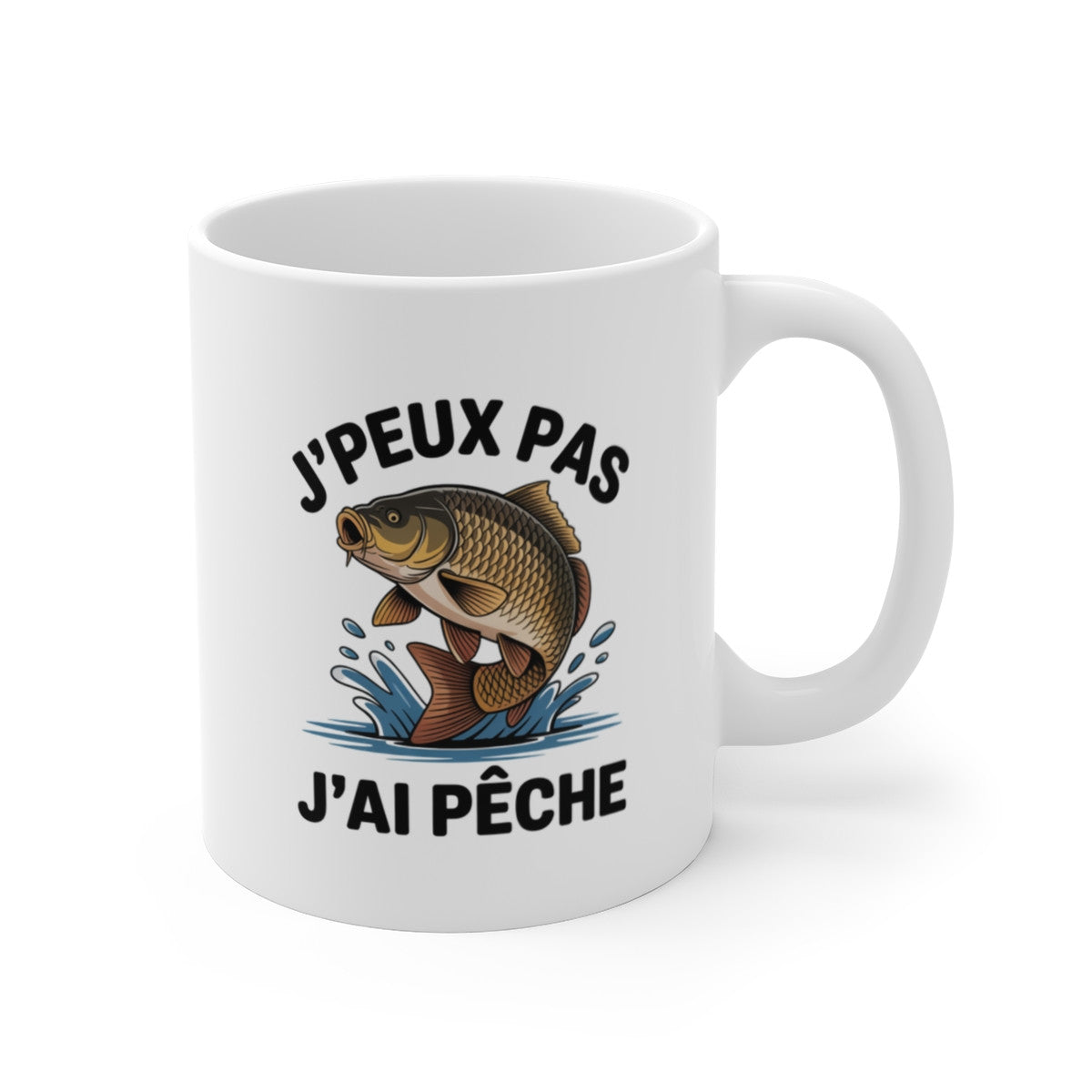 Mug J’peux Pas J’Ai Pêche Carpe – Tasse Humour Pêcheur Carnassier – Cadeau Original Homme – Poisson