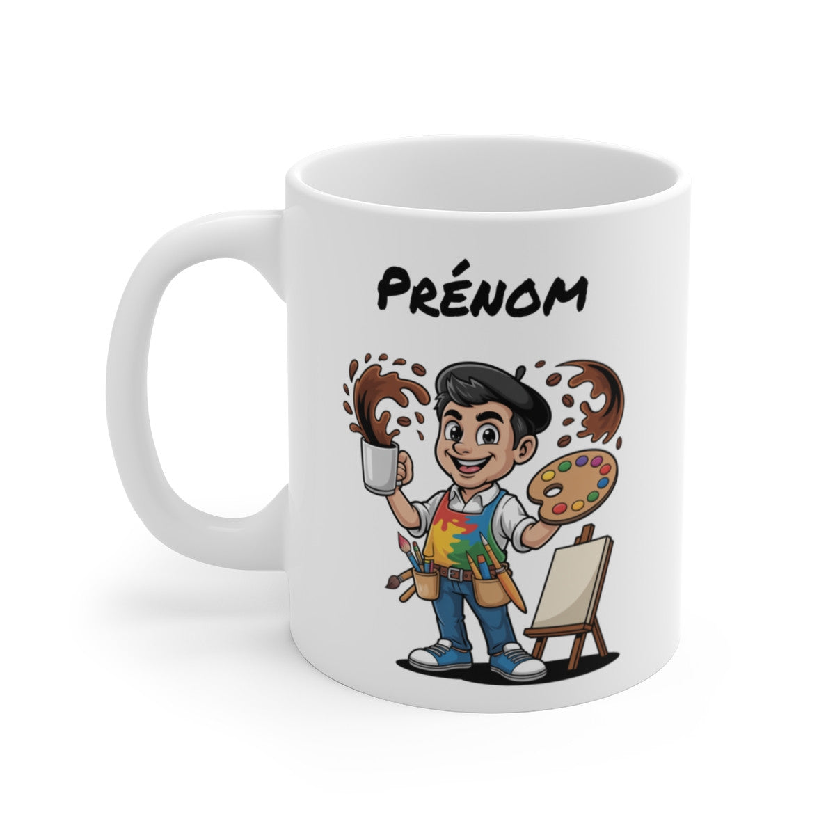 Mug Personnalisable Artiste Peintre – Tasse Illustration Créative avec Prénom – Cadeau Peinture & Art