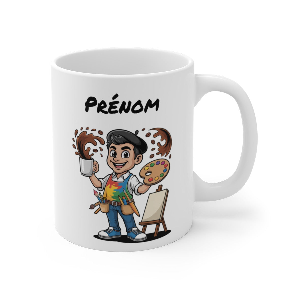 Mug Personnalisable Artiste Peintre – Tasse Illustration Créative avec Prénom – Cadeau Peinture & Art