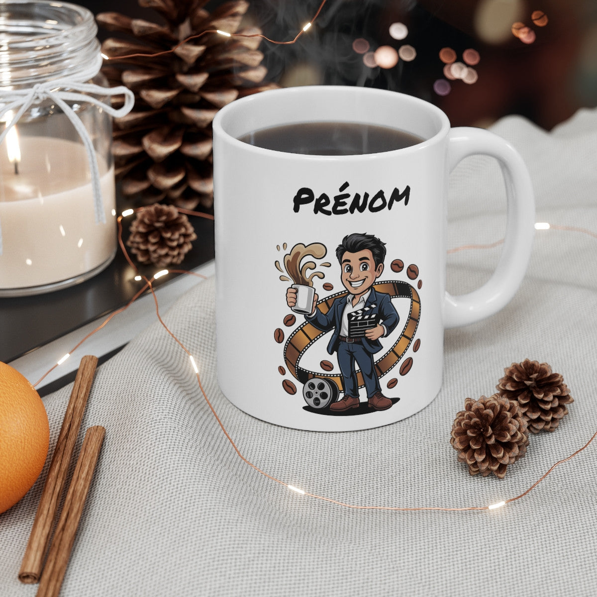 Mug Personnalisable Réalisateur Cinéma – Tasse Cinéaste Homme avec Prénom – Cadeau Film