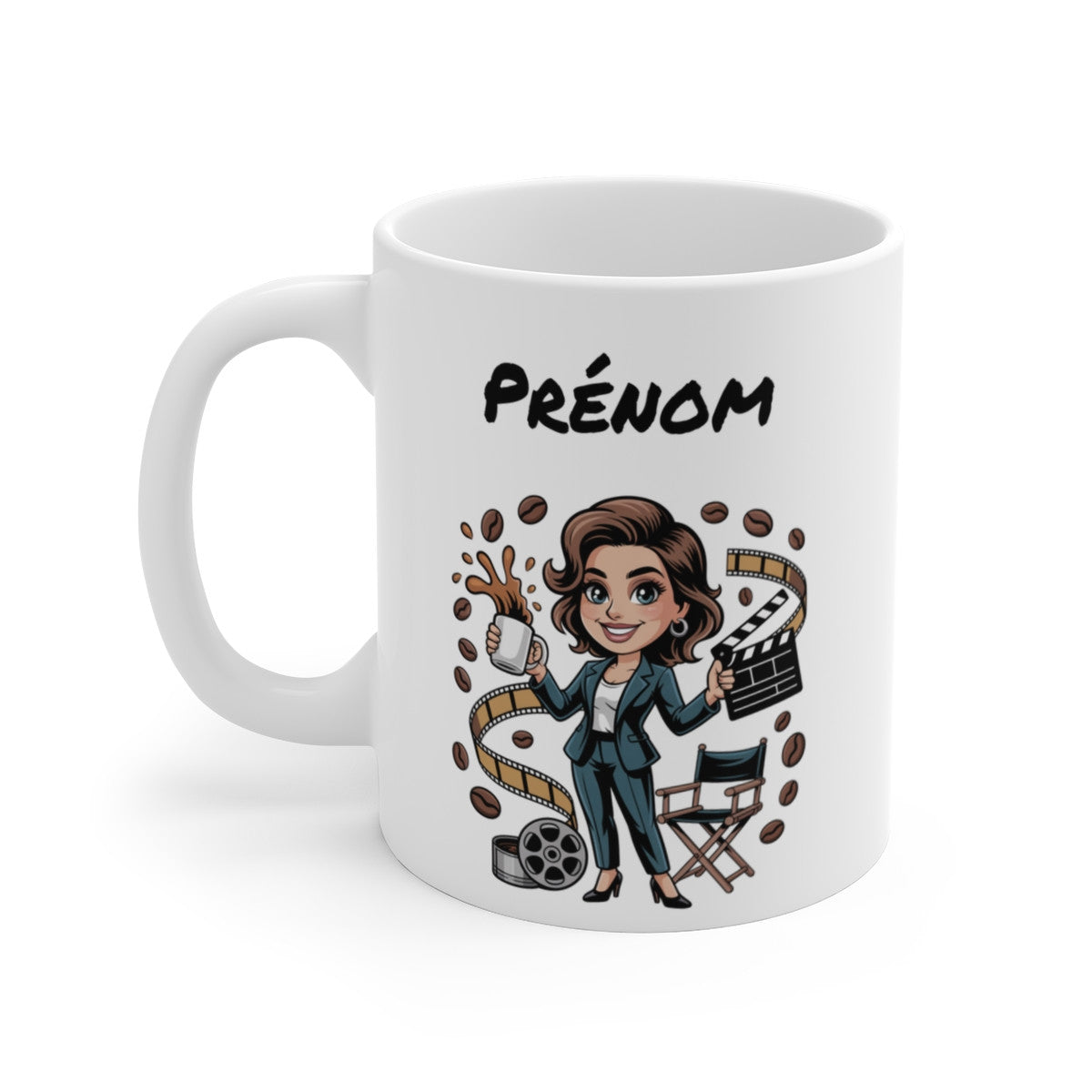 Mug Personnalisable Réalisatrice Cinéma – Tasse Cinéaste Femme avec Prénom – Cadeau Film & Clap