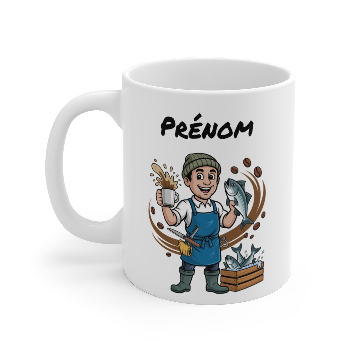 Mug Personnalisable Poissonnier – Tasse Pêcheur Professionnel avec Prénom – Cadeau Métier & Poisson