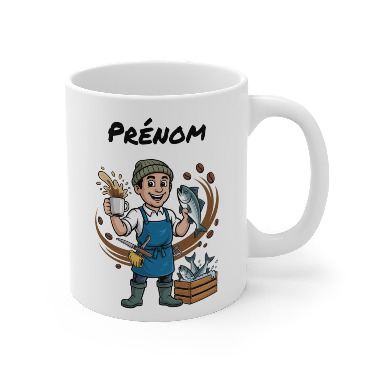 Mug Personnalisable Poissonnier – Tasse Pêcheur Professionnel avec Prénom – Cadeau Métier & Poisson