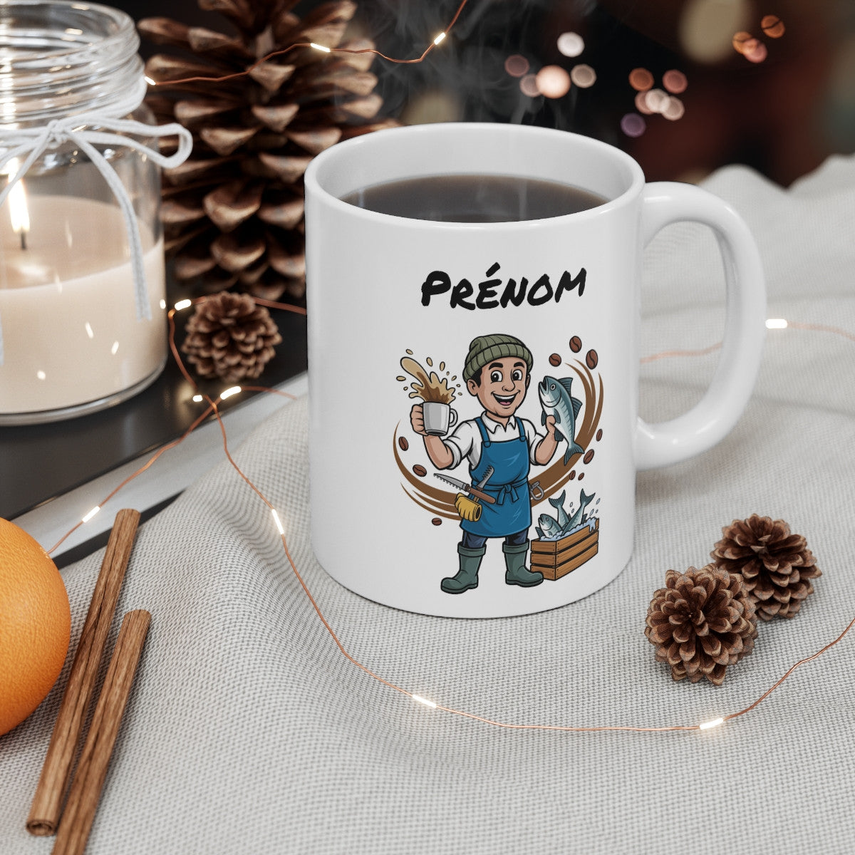 Mug Personnalisable Poissonnier – Tasse Pêcheur Professionnel avec Prénom – Cadeau Métier & Poisson