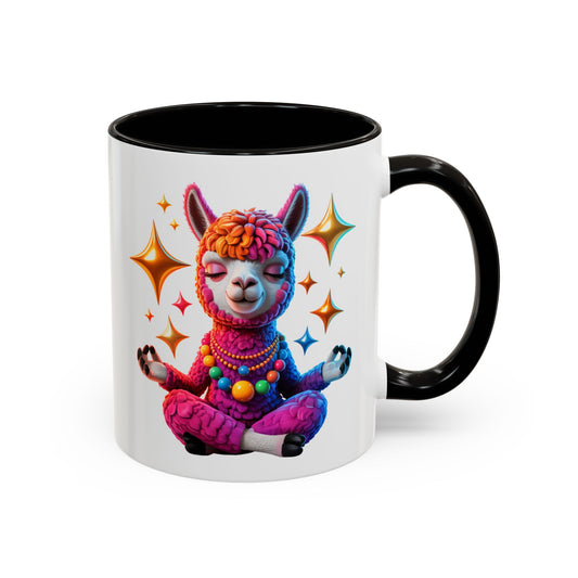 Mug Lama Méditation – Tasse Design Zen Coloré avec Étoiles – Cadeau Relaxation 325ml