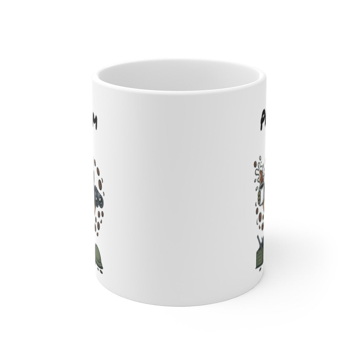 Mug Militaire Femme Personnalisable – Tasse Soldate avec Café et Jumelles – Cadeau Armée Femme