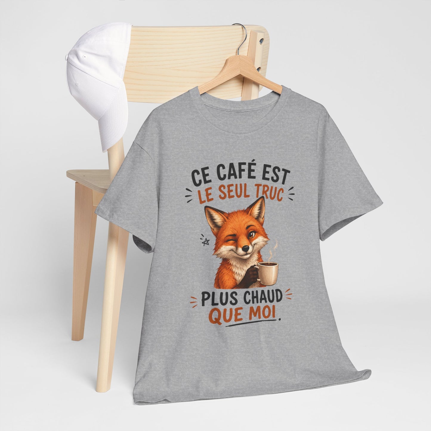 Tee-Shirt Ce Café Est Le Seul Truc Plus Chaud Que Moi – Renard Humoristique Amateur de Café – Cadeau Humour Homme Femme Adulte