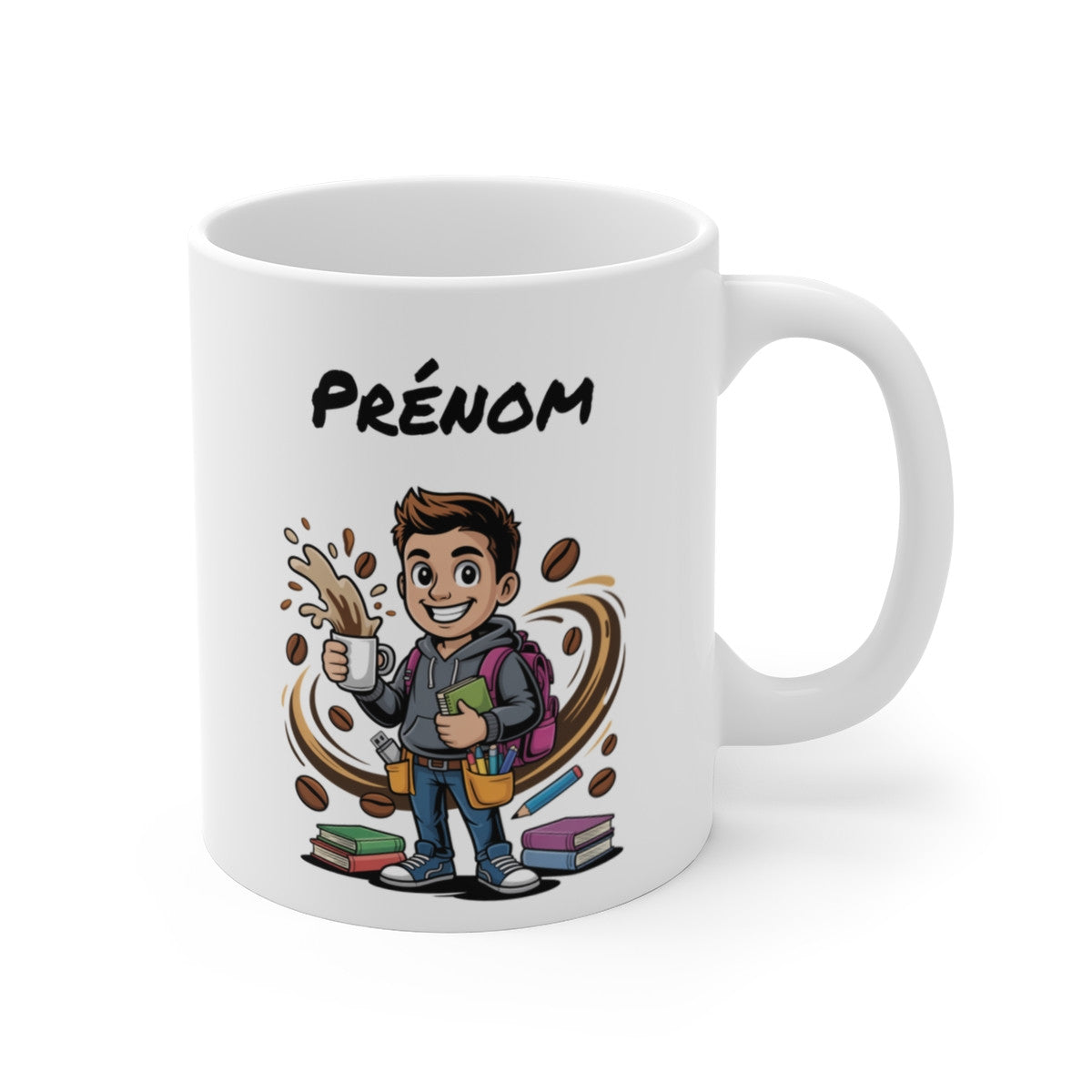 Mug Étudiant Personnalisable – Tasse Études & Café – Cadeau Étudiant Lycée Université