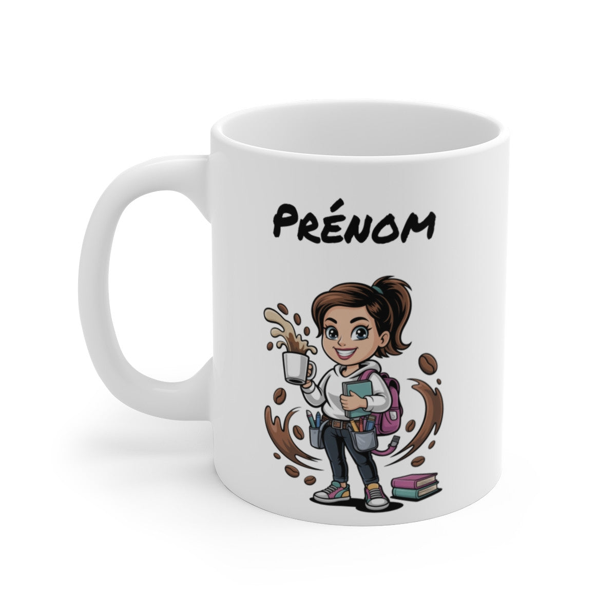 Mug Étudiante Personnalisable – Tasse Études & Café – Cadeau Étudiante Lycée Université – Mug Céramique
