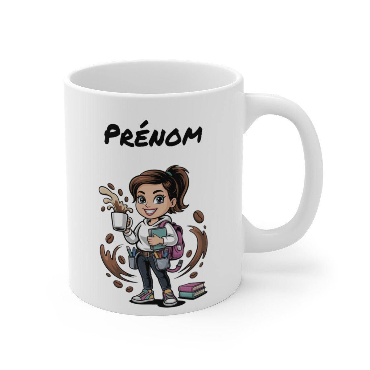 Mug Étudiante Personnalisable – Tasse Études & Café – Cadeau Étudiante Lycée Université – Mug Céramique