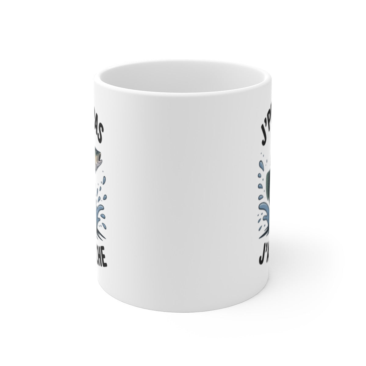 Mug Pêche Humour J’peux pas j’ai pêché – Illustration Poisson Sautant – Tasse Céramique 325ml