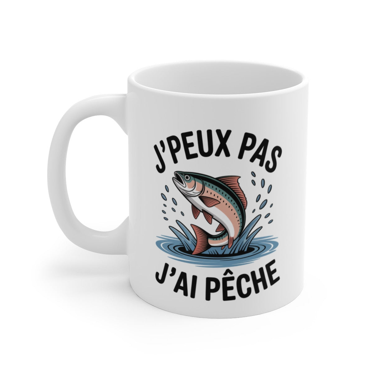 Mug Pêche Truite J’peux pas j’ai pêché – Illustration Truite Arc-en-ciel – Tasse Céramique 325ml