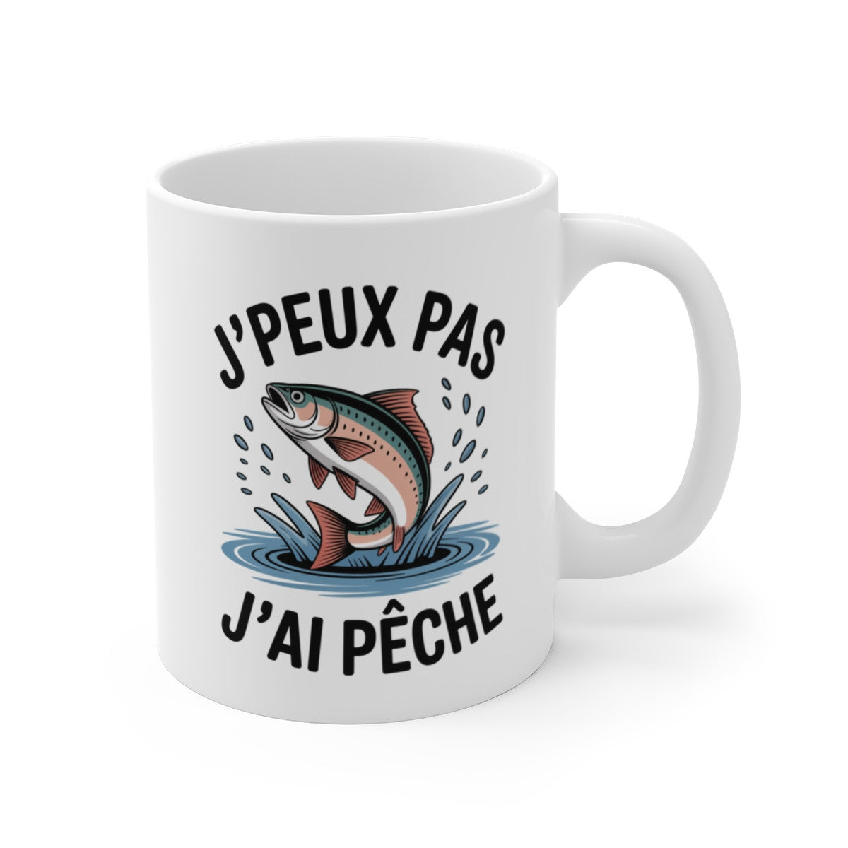 Mug Pêche Truite J’peux pas j’ai pêché – Illustration Truite Arc-en-ciel – Tasse Céramique 325ml