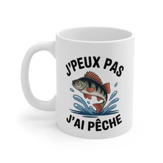 Mug Pêche Perche J’peux pas j’ai pêché – Illustration Perche Sautante – Tasse Céramique 325ml