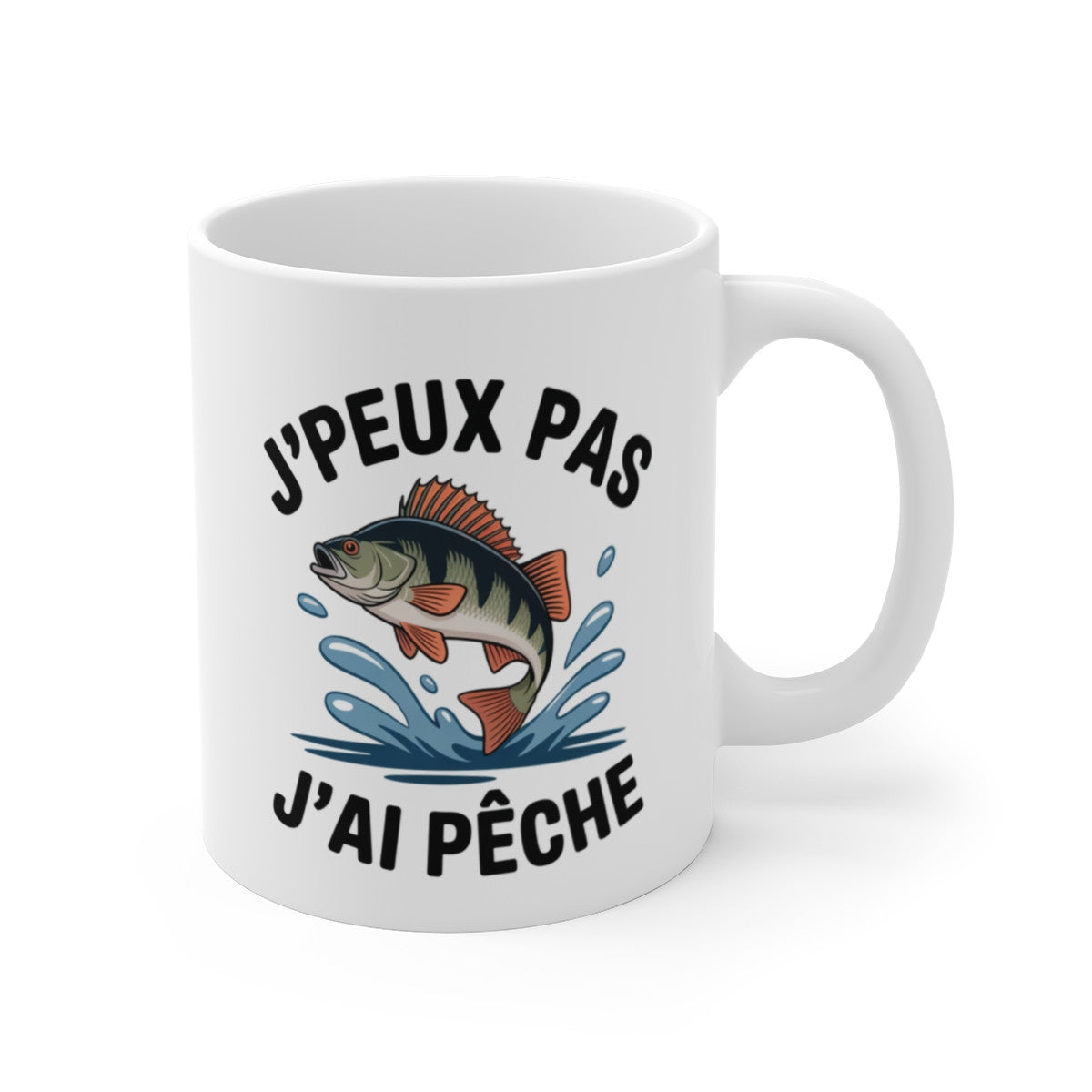 Mug Pêche Perche J’peux pas j’ai pêché – Illustration Perche Sautante – Tasse Céramique 325ml