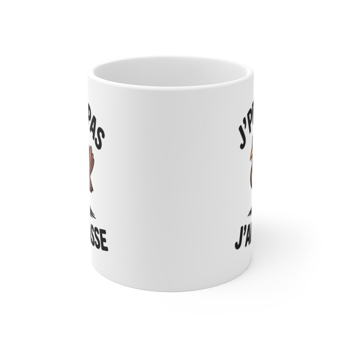 Mug Chasse Humour J’peux pas j’ai chasse – Illustration Oiseau Mignon – Tasse Céramique 325ml
