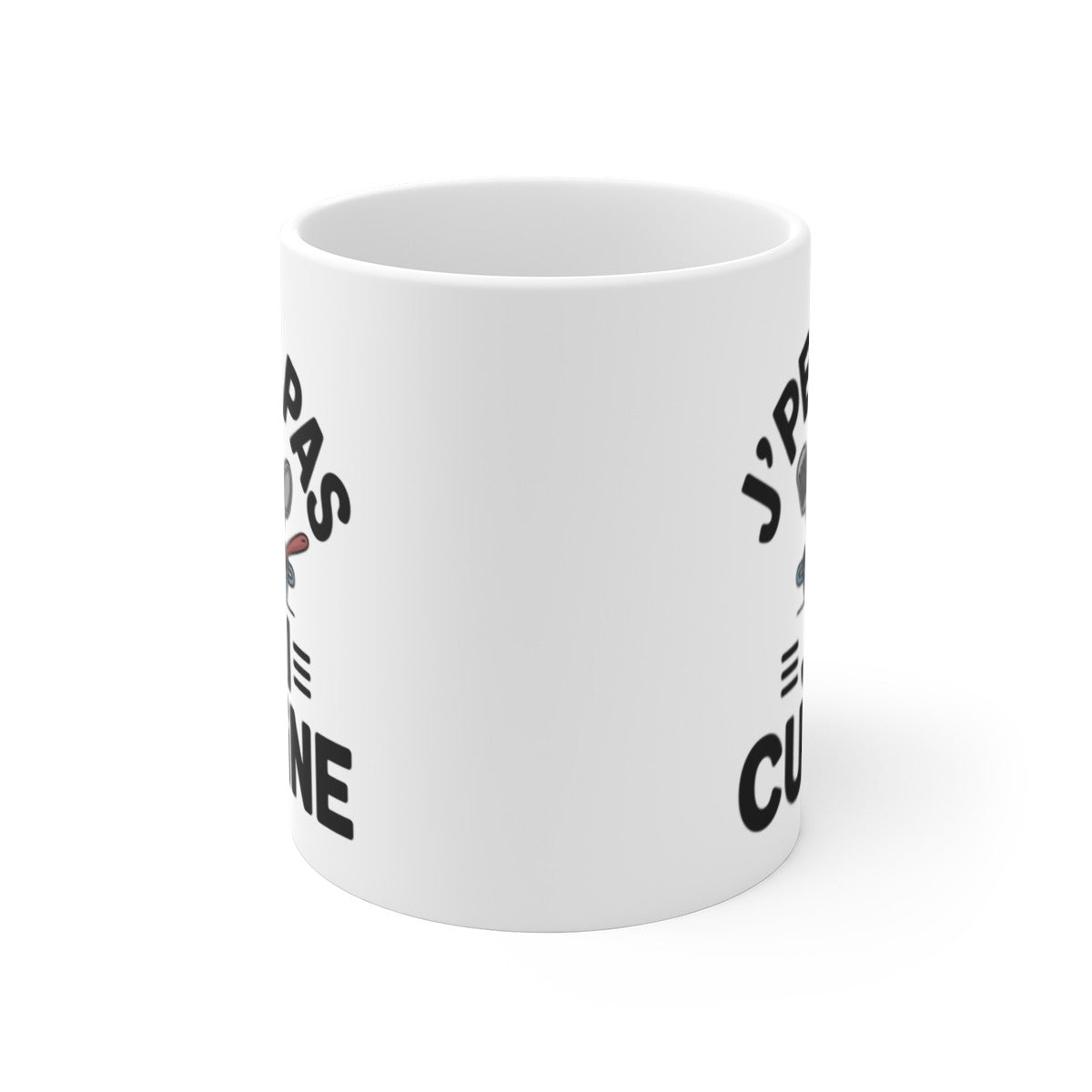 Mug Cuisine J’peux pas j’ai cuisine – Illustration Ustensiles de Cuisine – Tasse Céramique 325ml