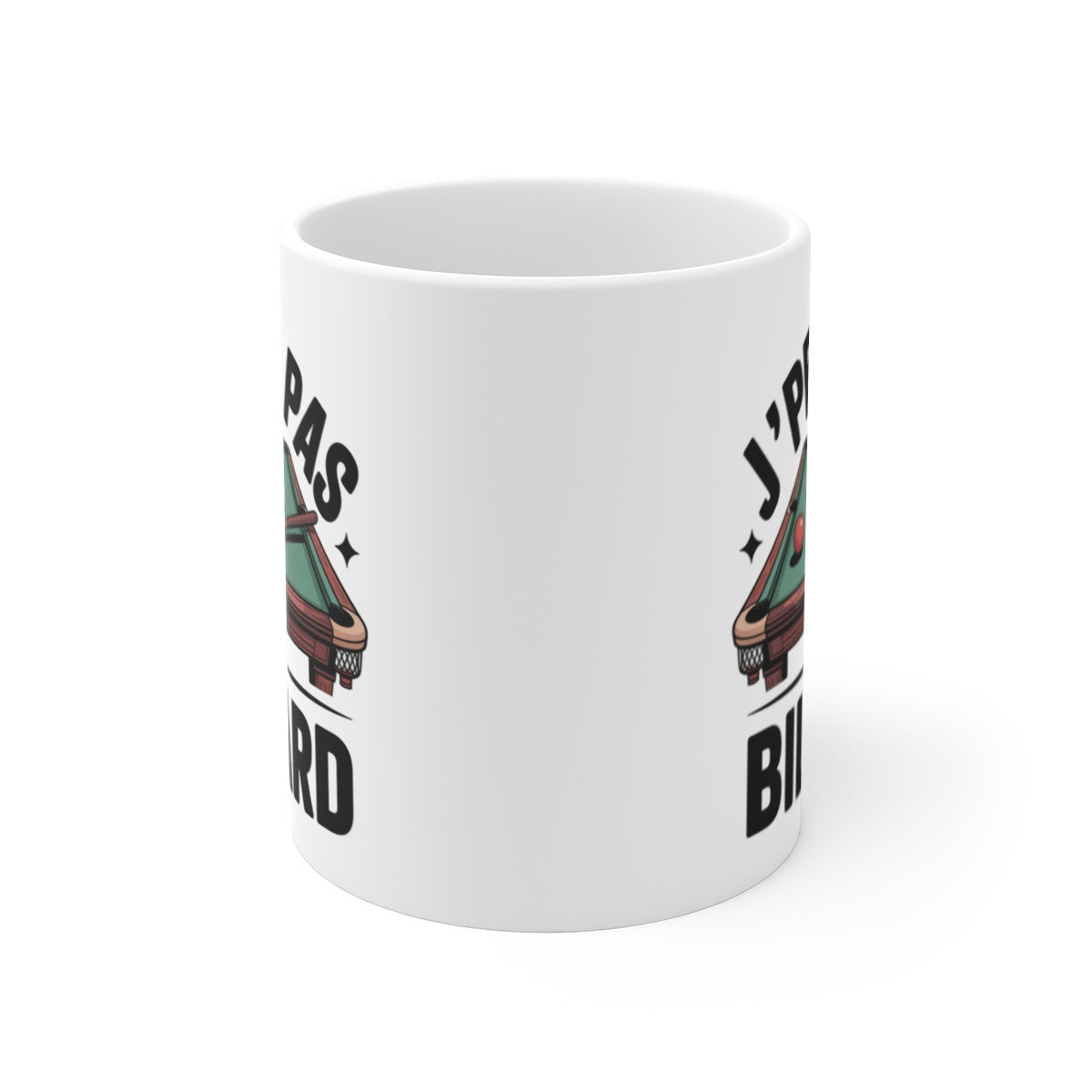 Mug Billard J’peux pas j’ai billard – Illustration Table de Billard – Tasse Céramique 325ml