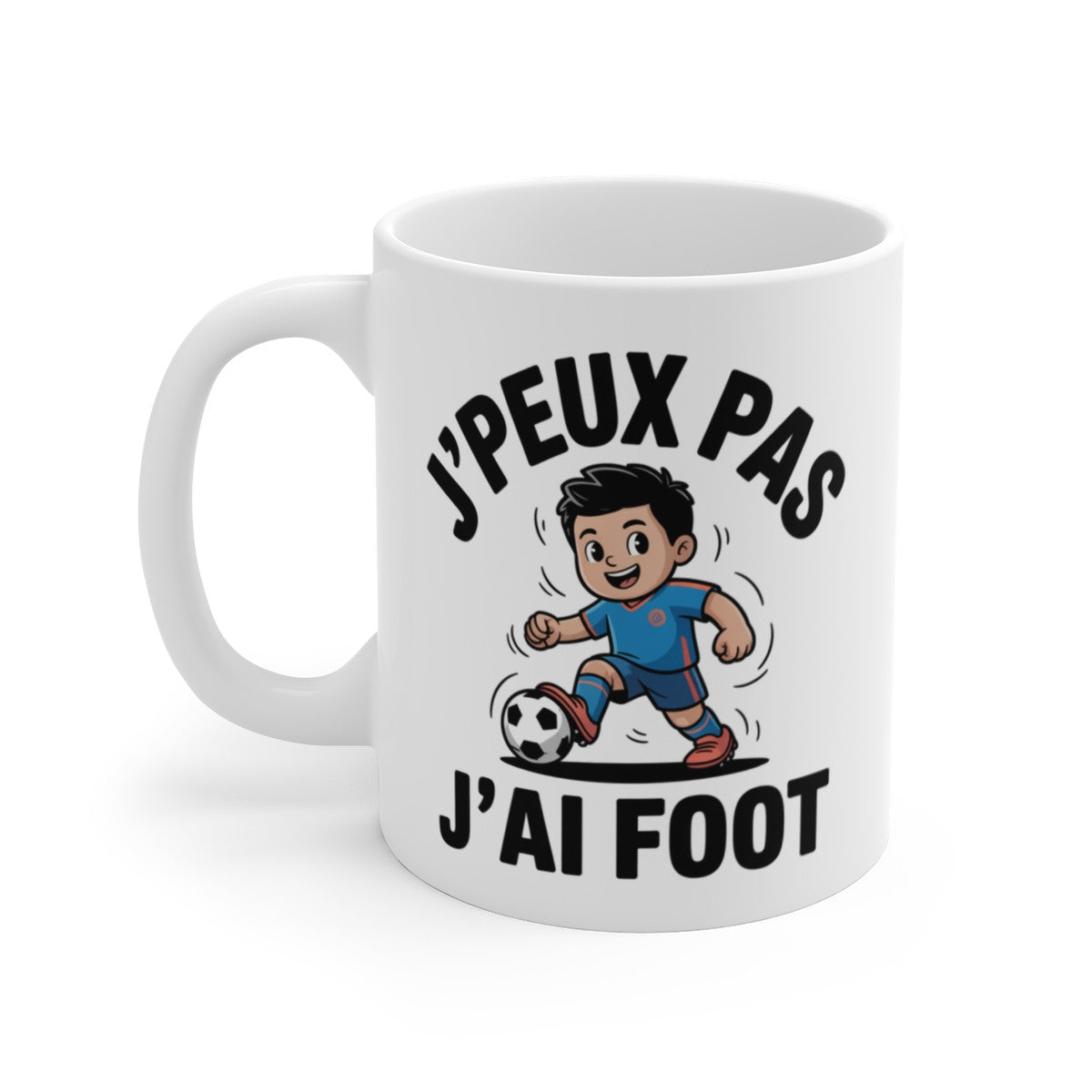 Mug Foot Enfant J’peux pas j’ai foot – Illustration Garçon Football – Tasse Céramique 325ml