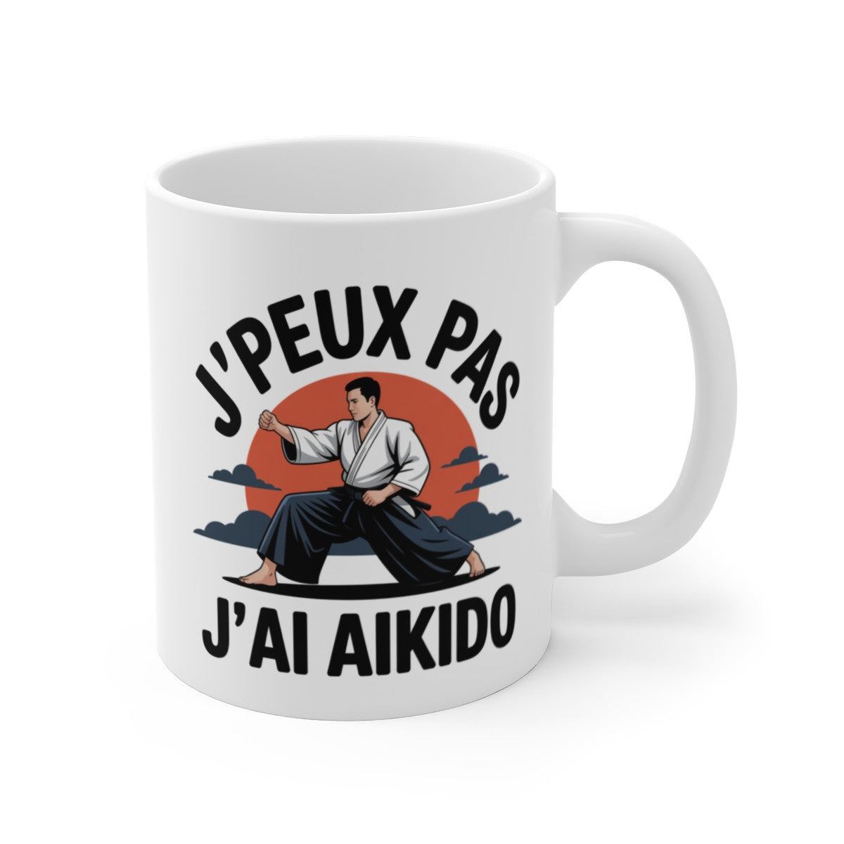 Mug Aikido J’peux pas j’ai aikido – Illustration Arts Martiaux Japonais – Tasse Céramique 325ml