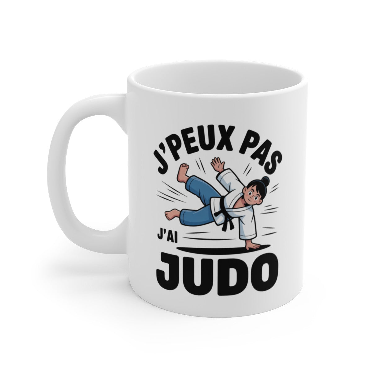 Mug Judo J’peux pas judo – Illustration Judoka Projection – Tasse Céramique 325ml