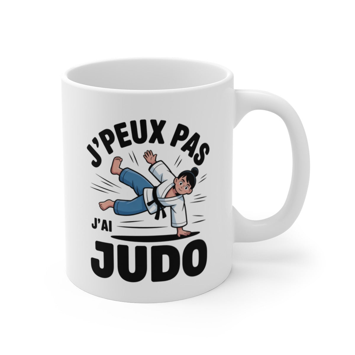 Mug Judo J’peux pas judo – Illustration Judoka Projection – Tasse Céramique 325ml