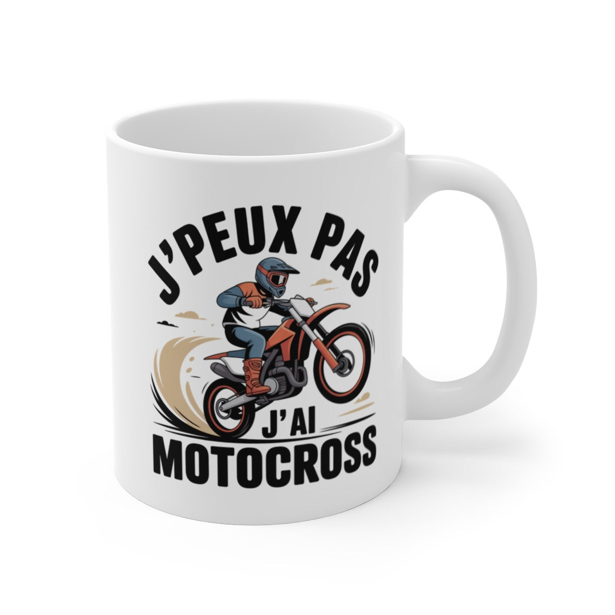 Mug Motocross J’peux pas j’ai motocross – Illustration Pilote Moto Cross – Tasse Céramique 325ml Sport Extrême