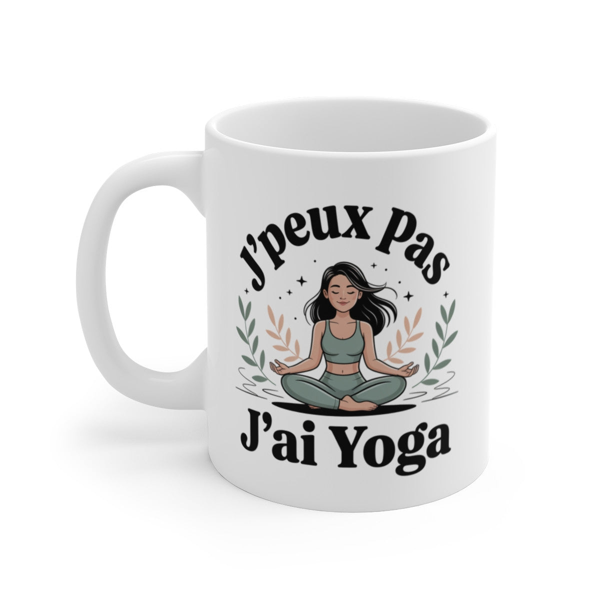 Mug Yoga J’peux pas j’ai yoga – Femme Méditation Zen – Tasse Céramique 325ml Bien-être Relaxation