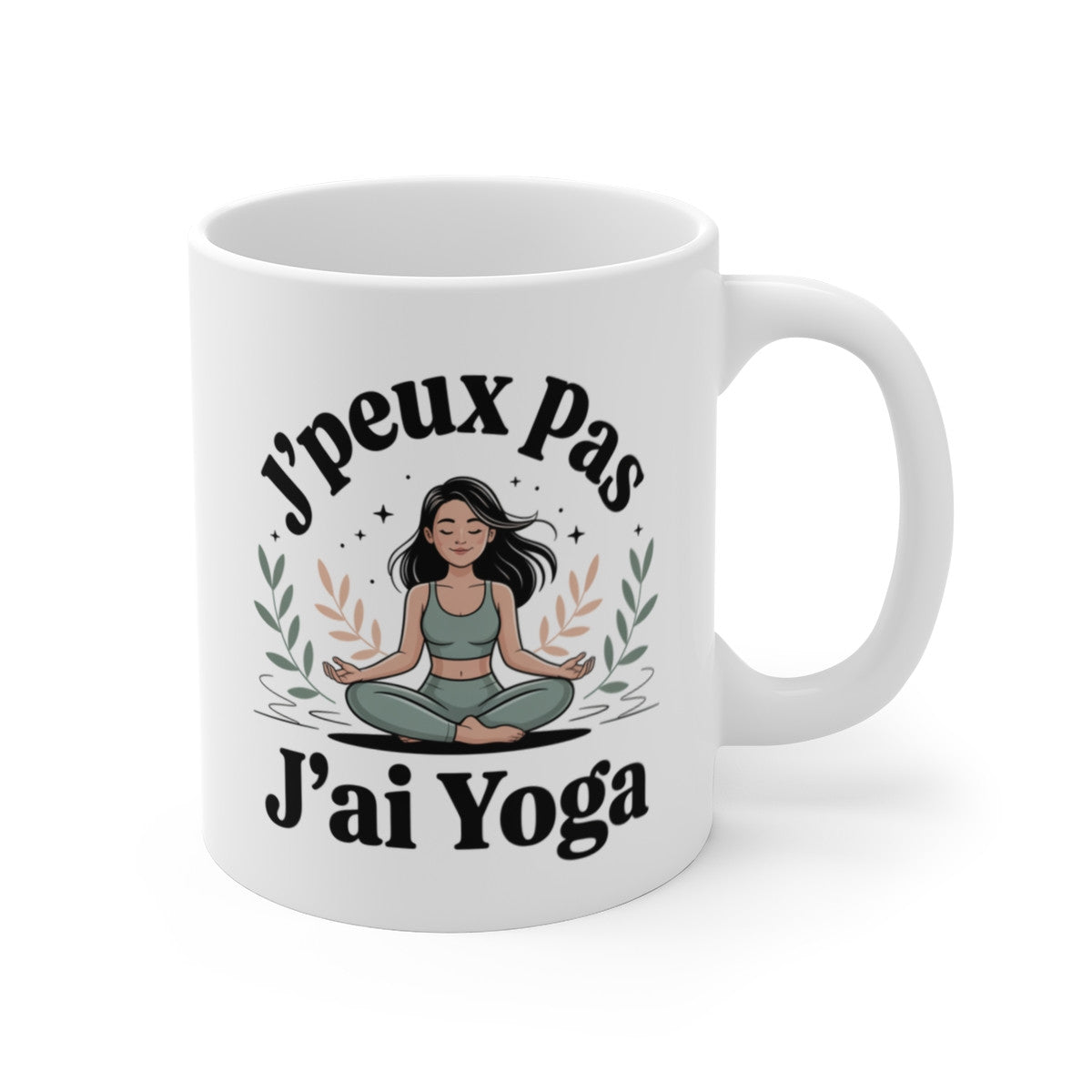 Mug Yoga J’peux pas j’ai yoga – Femme Méditation Zen – Tasse Céramique 325ml Bien-être Relaxation