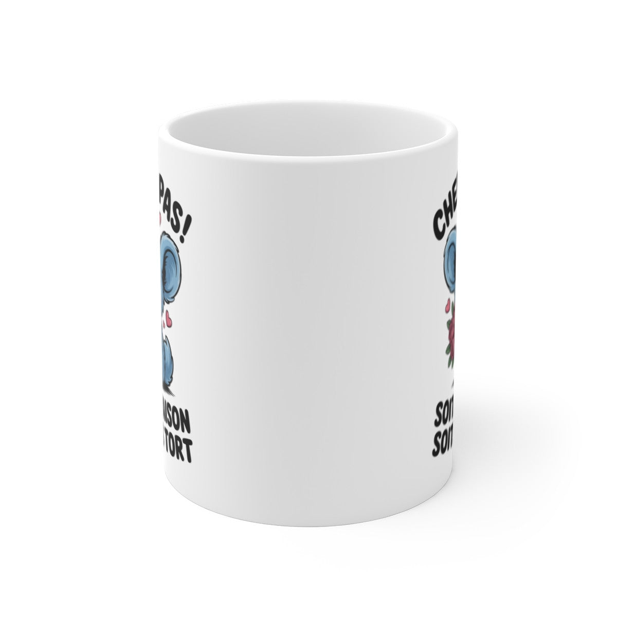 Mug Souris Mignonne avec Roses – Message Tendre – Illustration Animalière Amour – Tasse Céramique 325ml