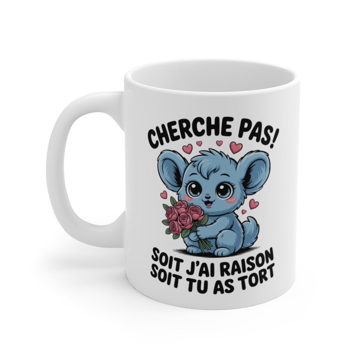 Mug Souris Mignonne avec Roses – Message Tendre – Illustration Animalière Amour – Tasse Céramique 325ml