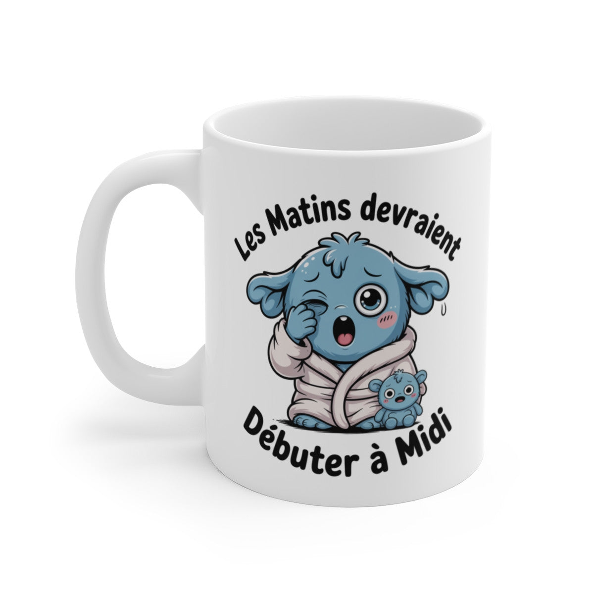 Mug Humoristique Matins Difficiles – Tasse Drôle Réveil Tardif – Cadeau Humour Quotidien – Céramique 325ml