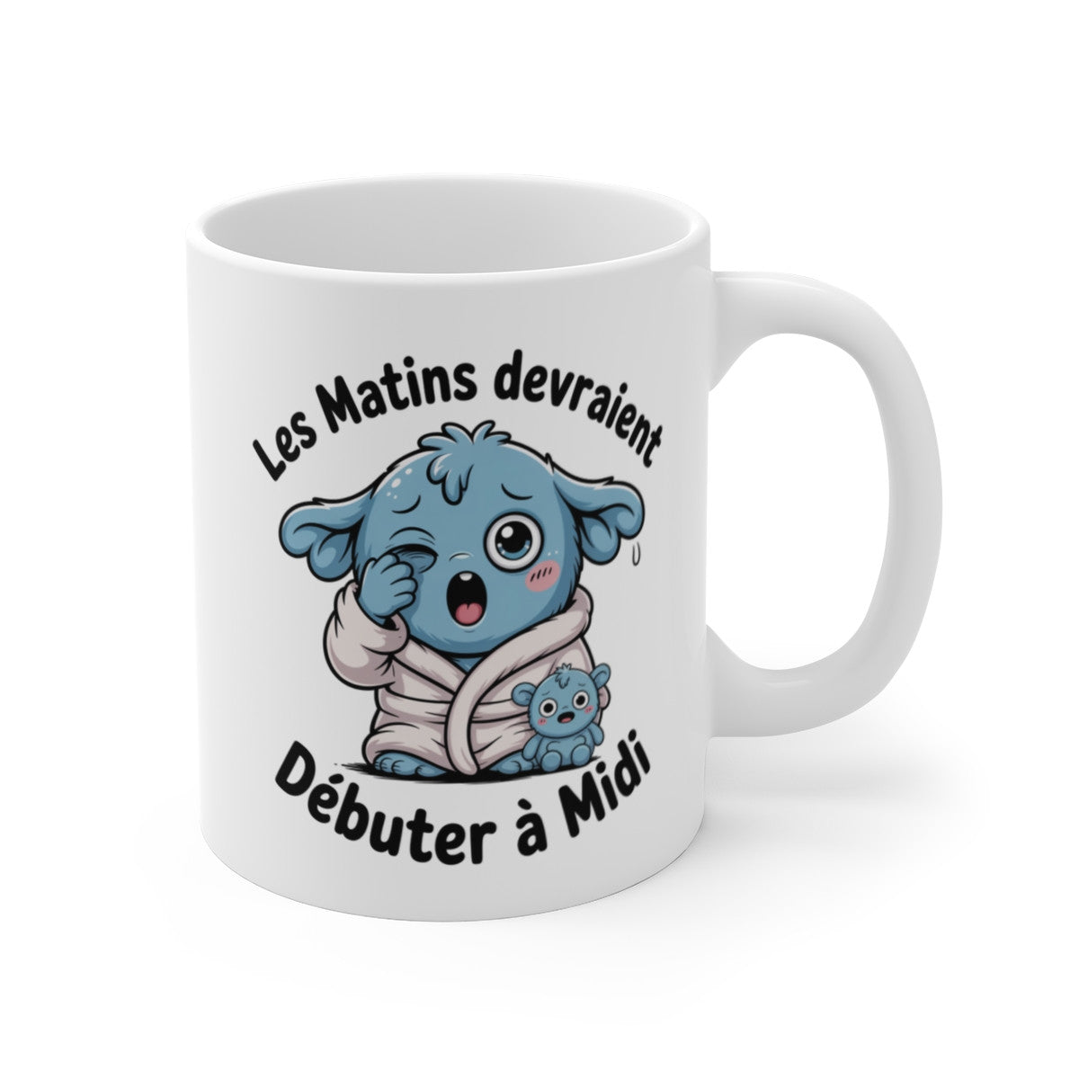 Mug Humoristique Matins Difficiles – Tasse Drôle Réveil Tardif – Cadeau Humour Quotidien – Céramique 325ml