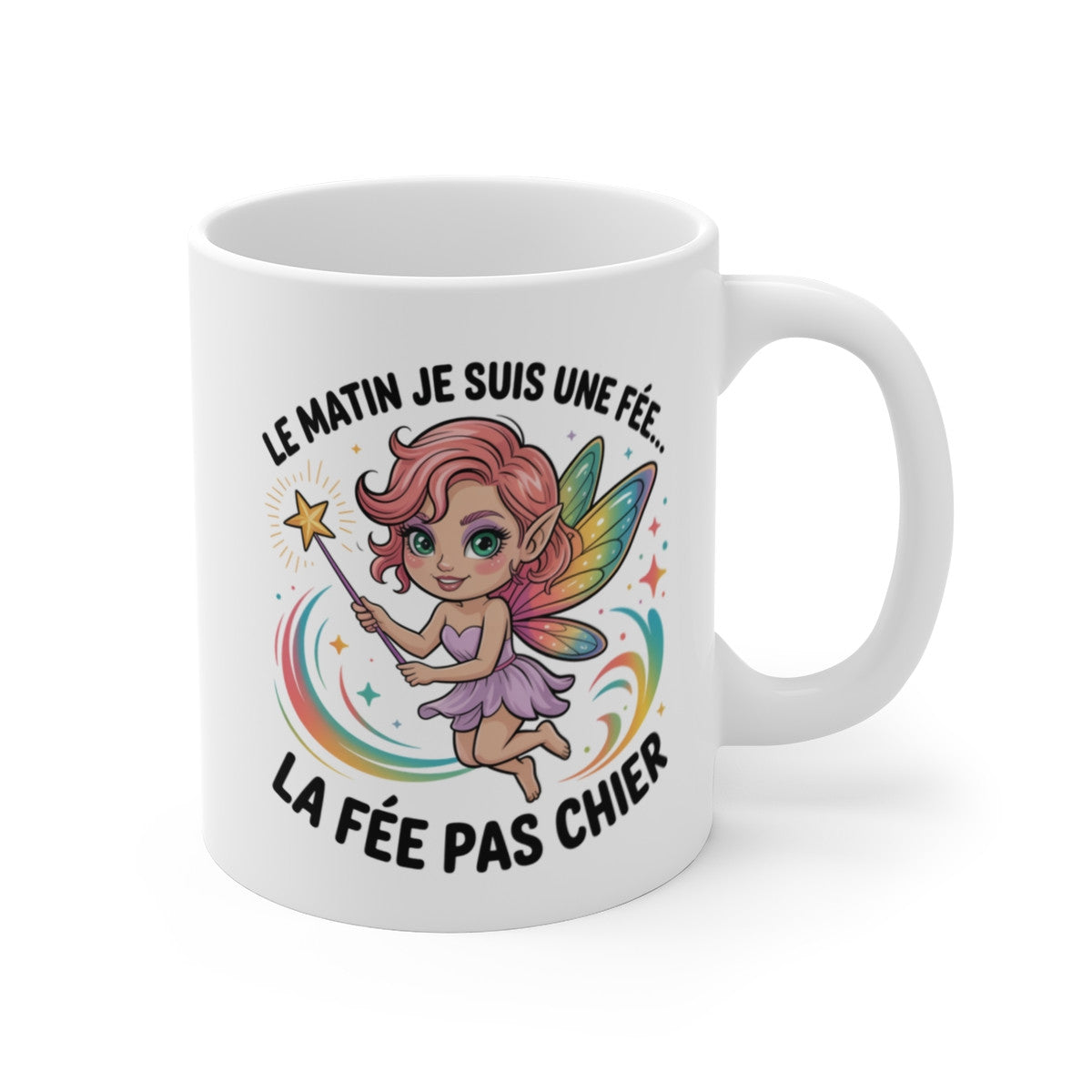 Mug Humoristique Fée du Matin – Tasse Drôle Humour Matinal – Cadeau Original Féérique – Céramique 325ml