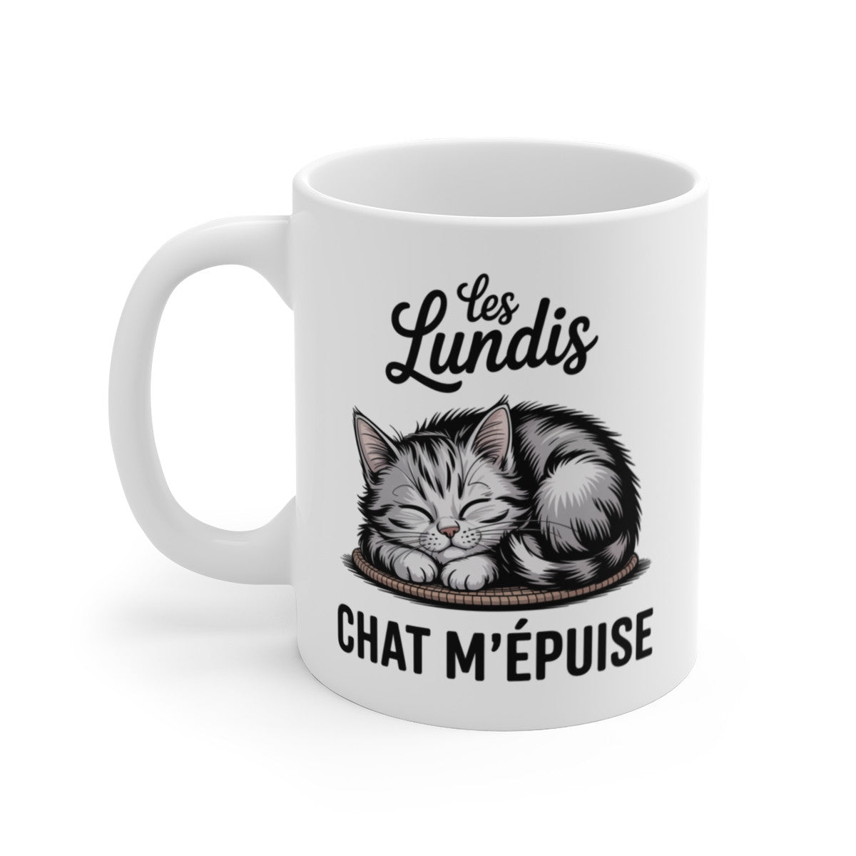 Mug Chat Endormi – Tasse Chat Mignon Relax – Cadeau Amoureux des Chats – Céramique 325ml