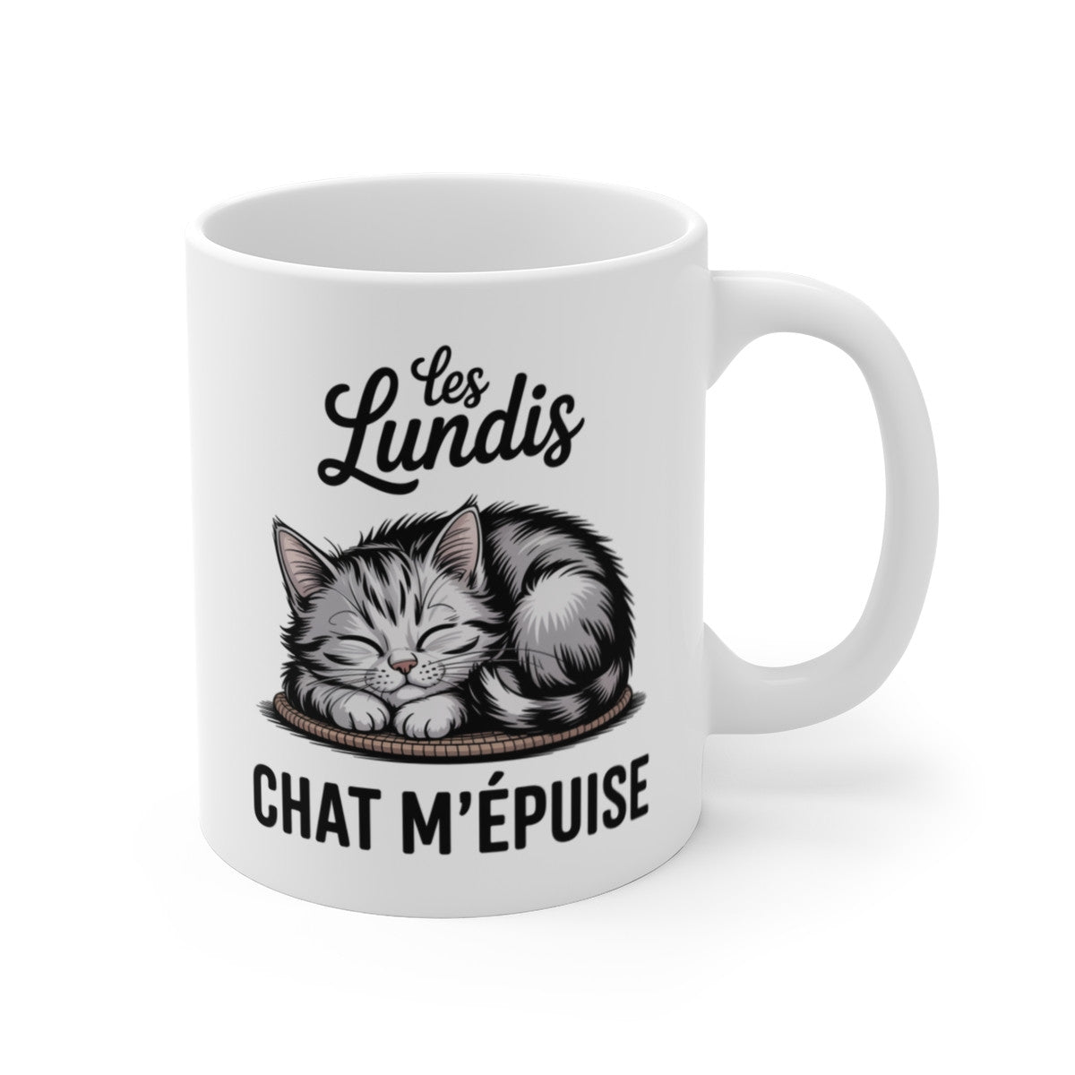 Mug Chat Endormi – Tasse Chat Mignon Relax – Cadeau Amoureux des Chats – Céramique 325ml