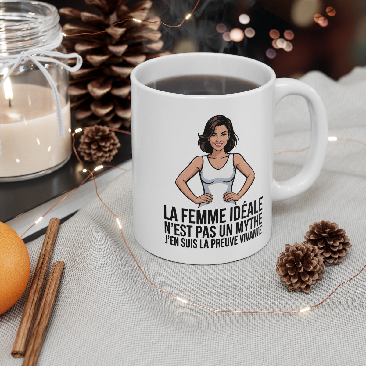 Mug Femme Confiante – Tasse Humour Féminin – Cadeau Femme Forte et Indépendante – Céramique 325ml