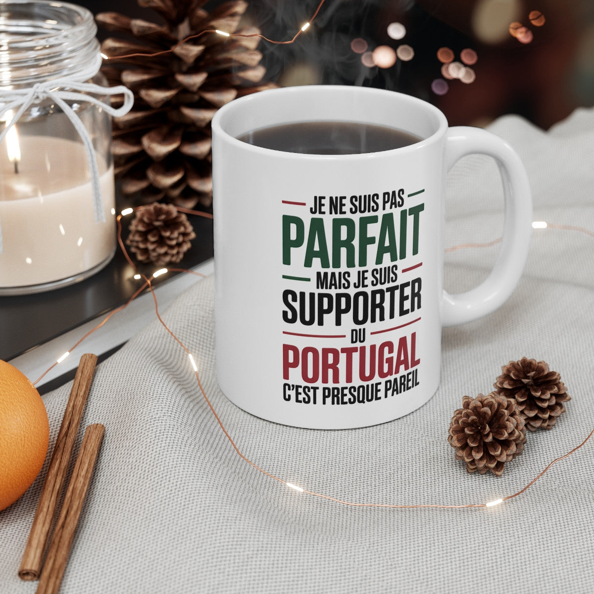 Mug Supporter Portugal Humour – Je Ne Suis Pas Parfait – Tasse Football Portugais – Cadeau Fan Équipe du Portugal