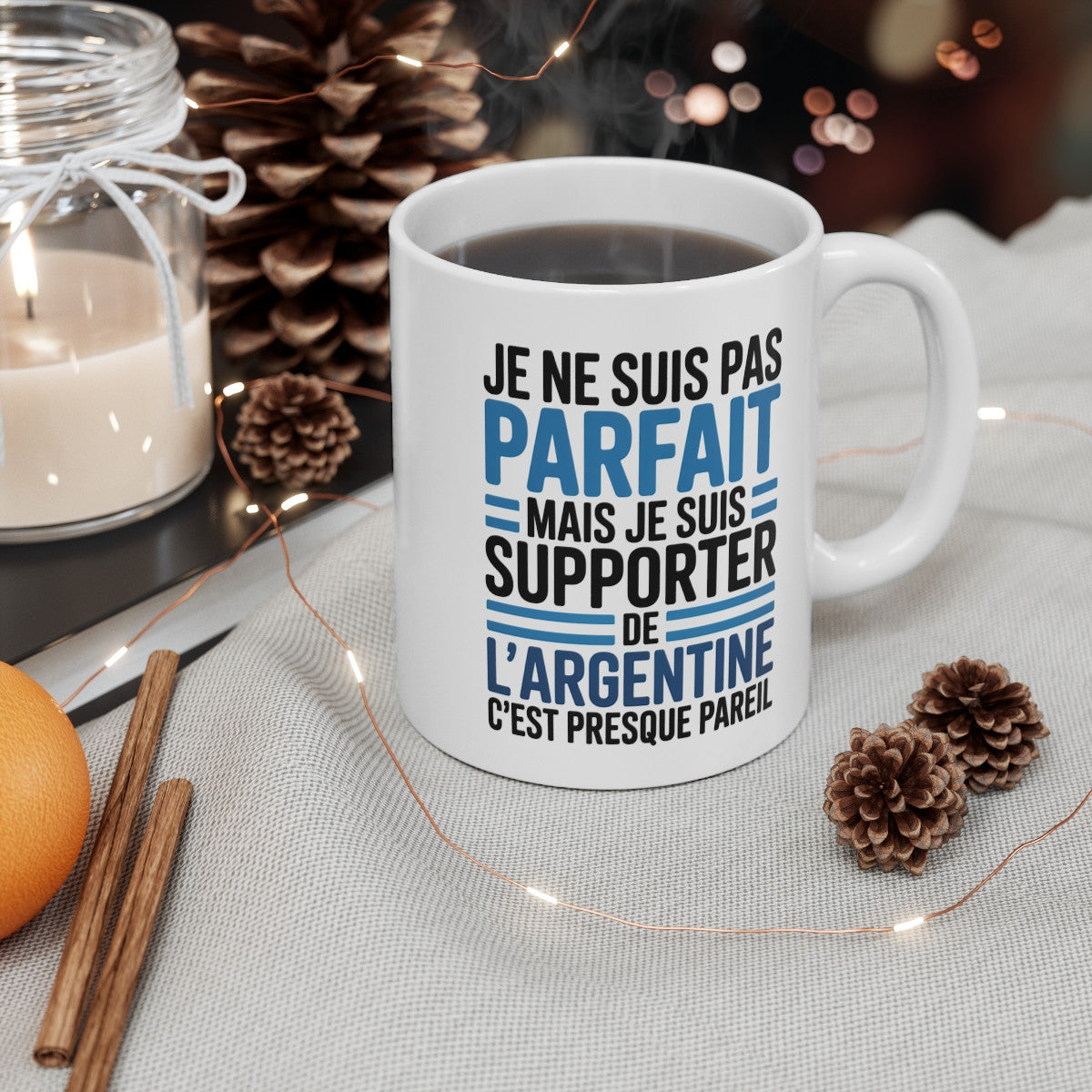 Mug Supporter Argentine Humour – Je Ne Suis Pas Parfait – Tasse Football Argentin – Cadeau Fan Équipe d’Argentine