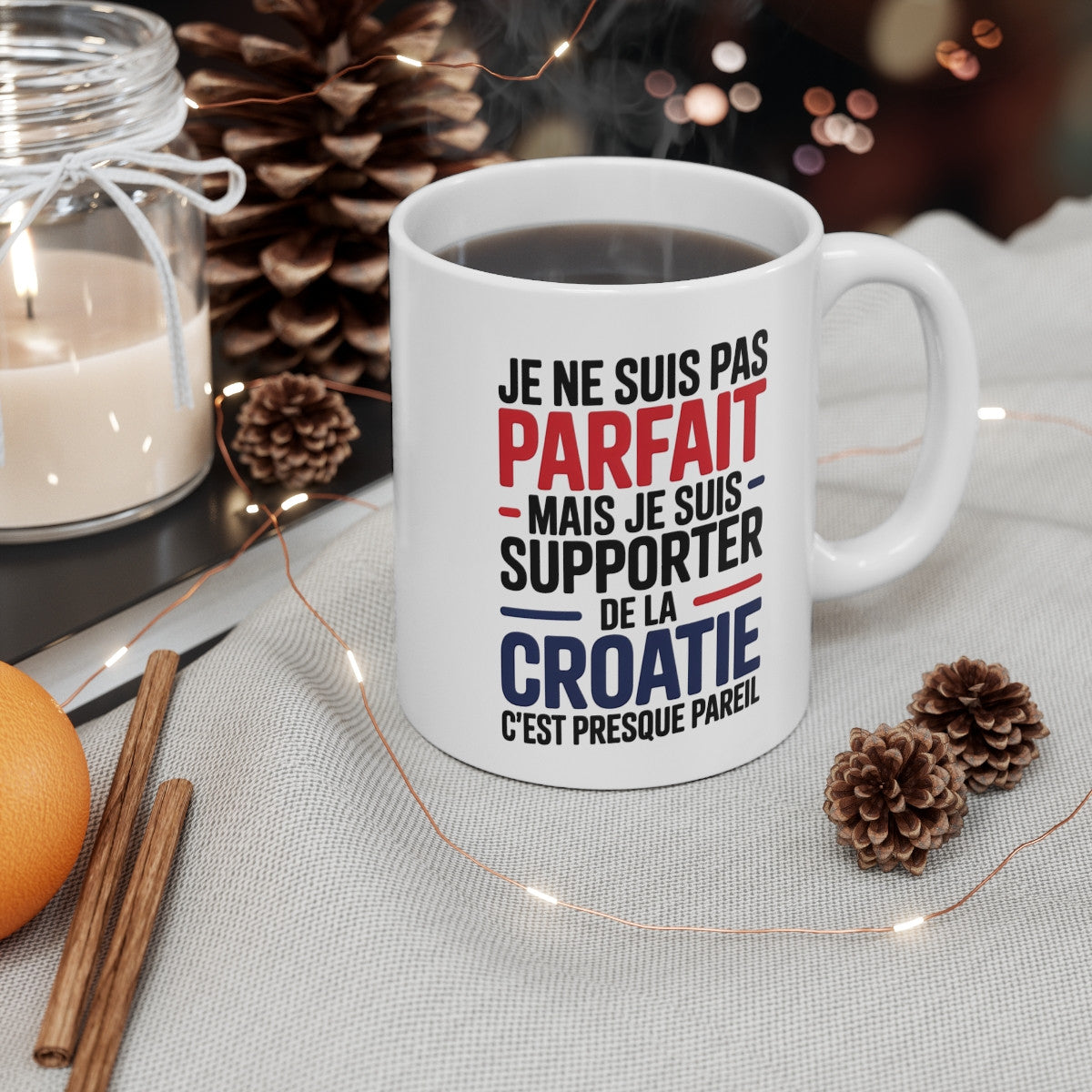 Mug Supporter Croatie Humour – Je Ne Suis Pas Parfait – Tasse Football Croate – Cadeau Fan Équipe de Croatie – 325ml