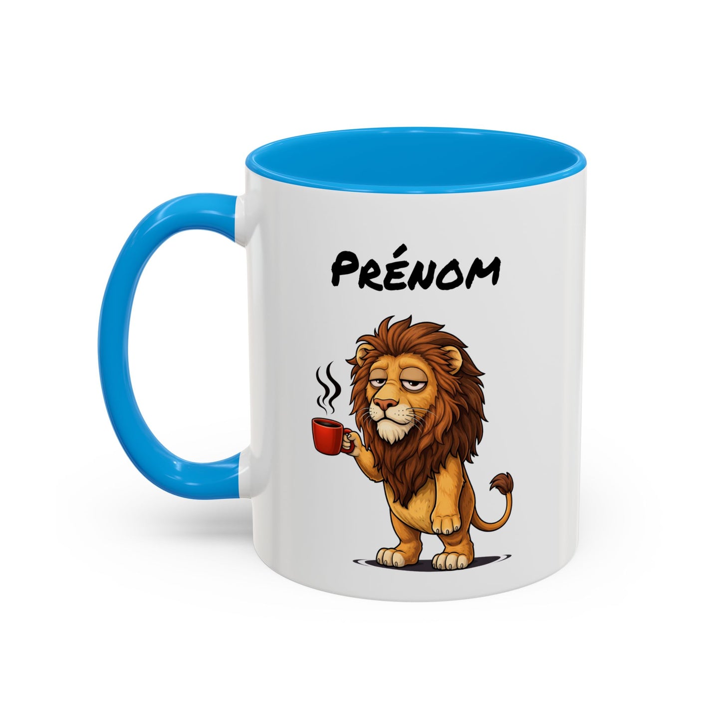 Tasse Lion avec Café – Mug Animal Sauvage Humoristique – Illustration Lion Fatigue 325ml