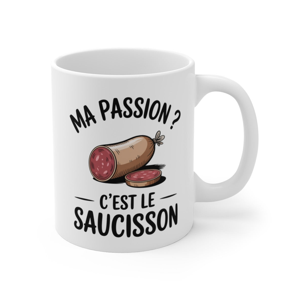 Mug Céramique Saucisson – Illustration Humoristique Apéro – Design Drôle pour Amateurs de Charcuterie
