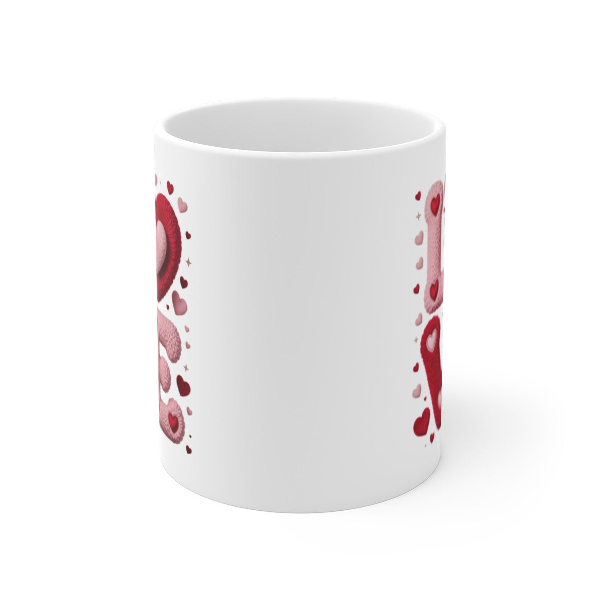 Mug LOVE Cœurs Romantique – Tasse Céramique Rouge Rose – Cadeau Amour Saint-Valentin 325ml