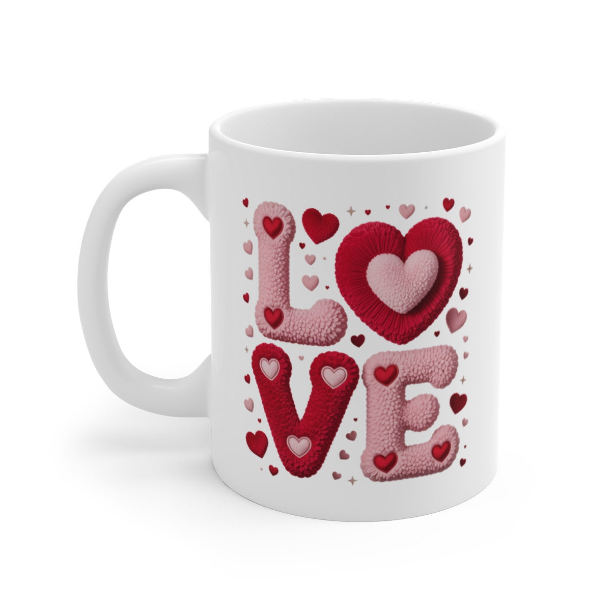 Mug LOVE Cœurs Romantique – Tasse Céramique Rouge Rose – Cadeau Amour Saint-Valentin 325ml