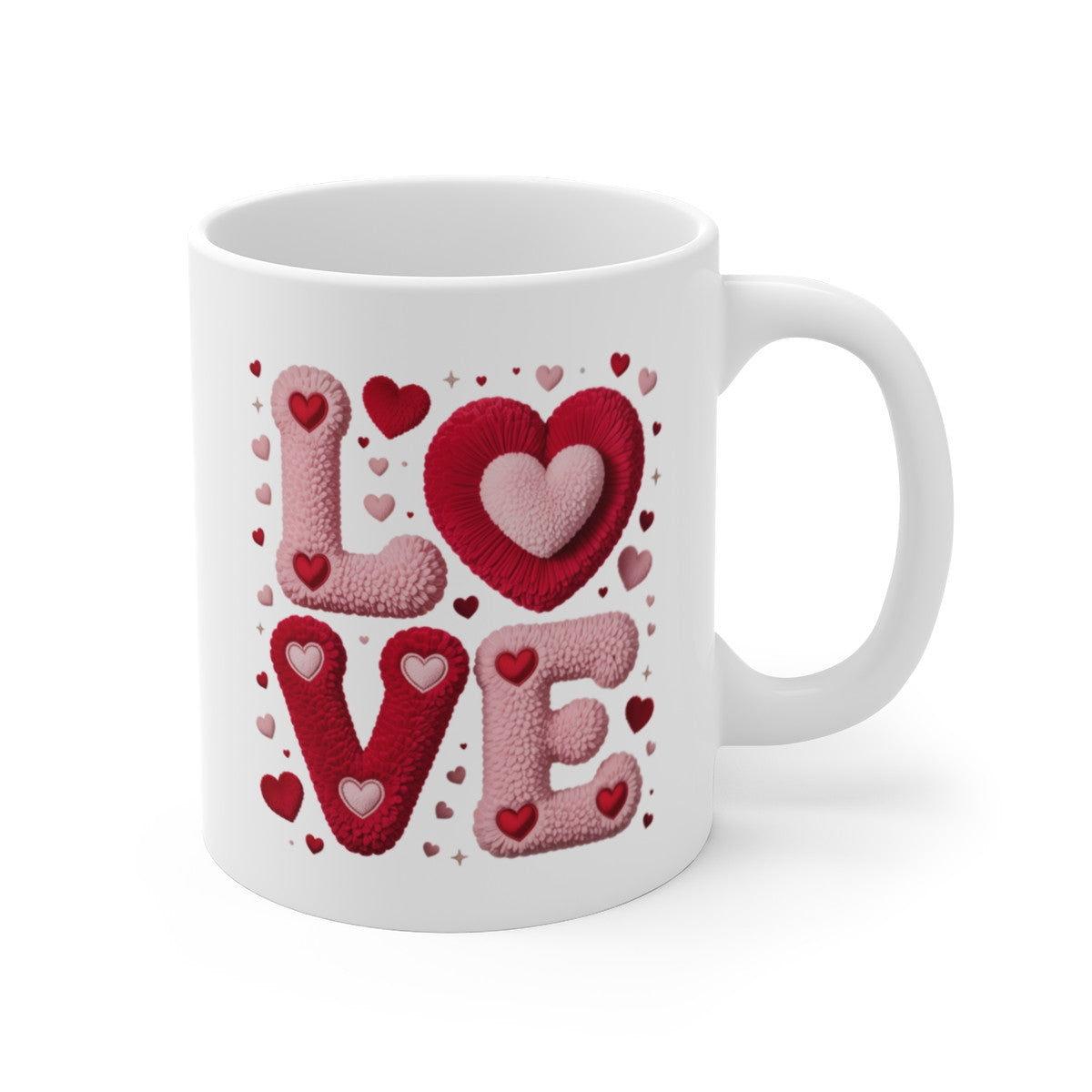 Mug LOVE Cœurs Romantique – Tasse Céramique Rouge Rose – Cadeau Amour Saint-Valentin 325ml