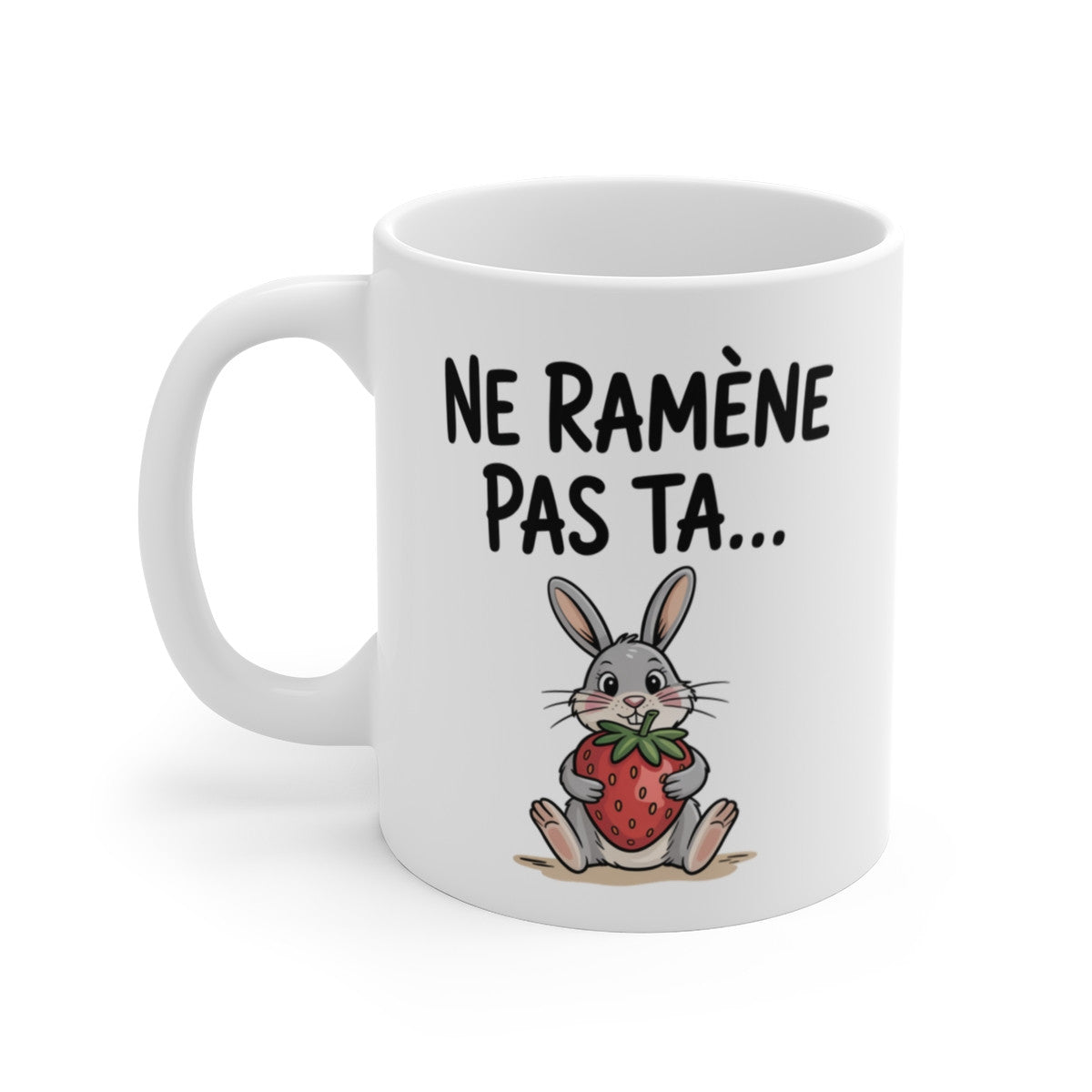 Mug Lapin Mignon – Illustration Fraise Drôle – Tasse Humour Doux et Cute 325ml