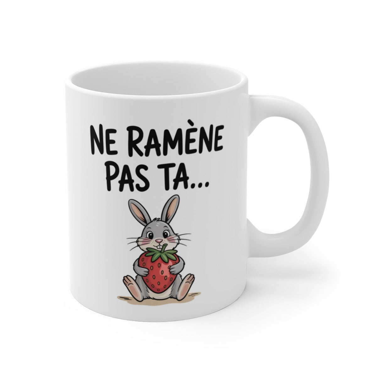 Mug Lapin Mignon – Illustration Fraise Drôle – Tasse Humour Doux et Cute 325ml