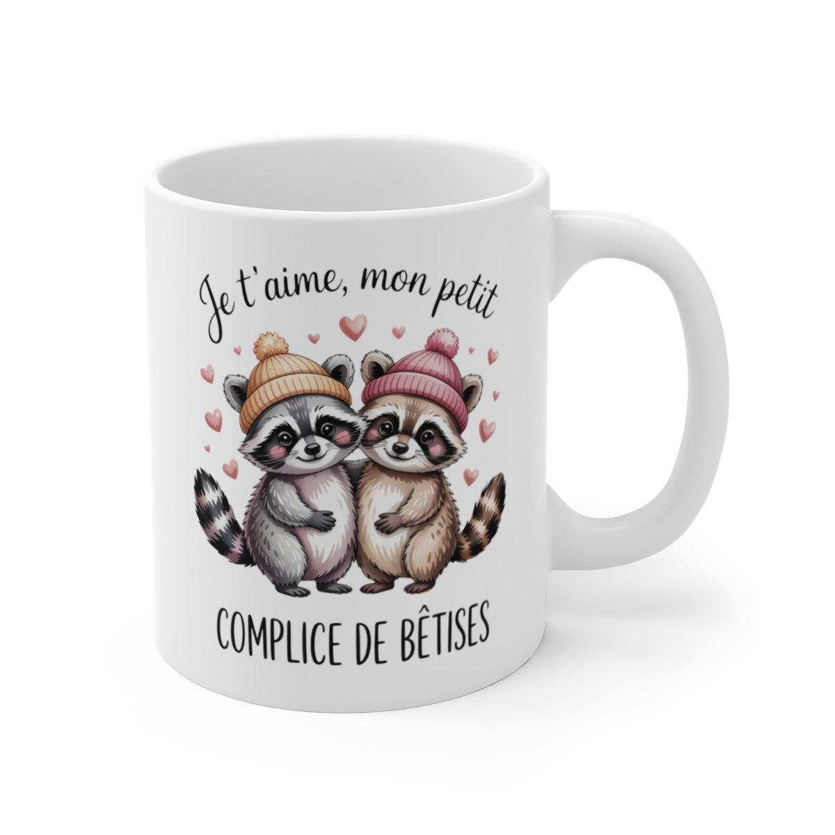 Mug Amour Ratons Laveurs – “Je t’aime Mon Petit Complice” – Tasse Cute Couple 325ml