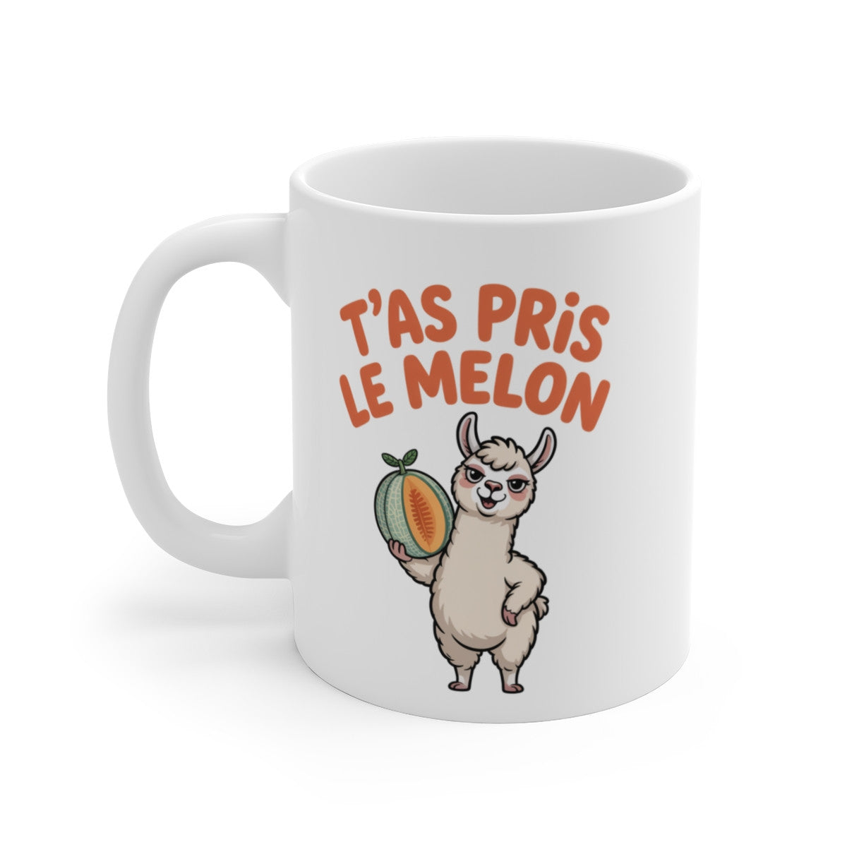 Mug Lama Humour – “T’as Pris le Melon” – Illustration Drôle Fruit – Tasse Fun 325ml
